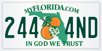 FL license plate 2444ND