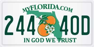 FL license plate 2444OD