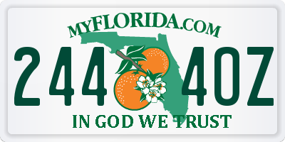 FL license plate 2444OZ