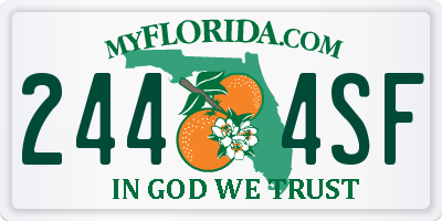 FL license plate 2444SF