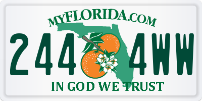 FL license plate 2444WW