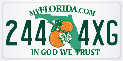 FL license plate 2444XG