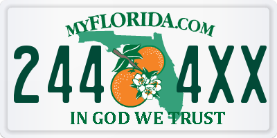 FL license plate 2444XX