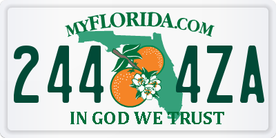FL license plate 2444ZA