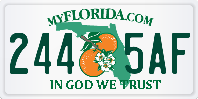 FL license plate 2445AF