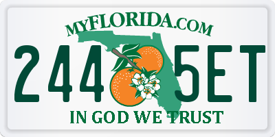 FL license plate 2445ET