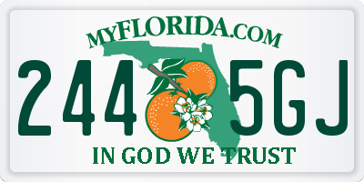 FL license plate 2445GJ