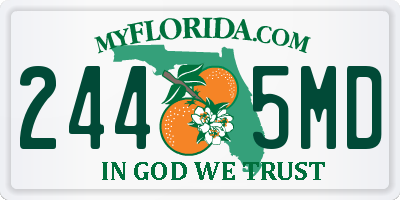 FL license plate 2445MD