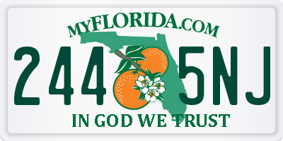 FL license plate 2445NJ