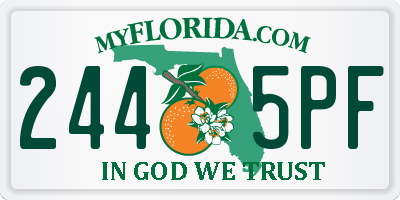 FL license plate 2445PF