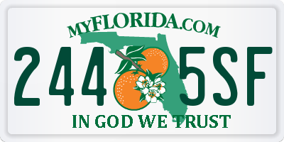 FL license plate 2445SF