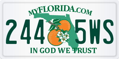 FL license plate 2445WS