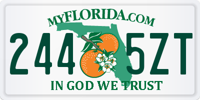 FL license plate 2445ZT