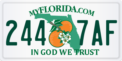 FL license plate 2447AF