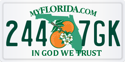 FL license plate 2447GK
