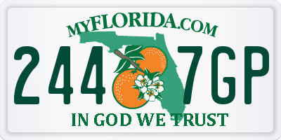 FL license plate 2447GP