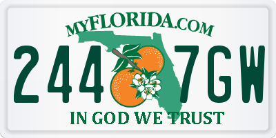 FL license plate 2447GW