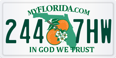 FL license plate 2447HW