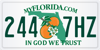 FL license plate 2447HZ