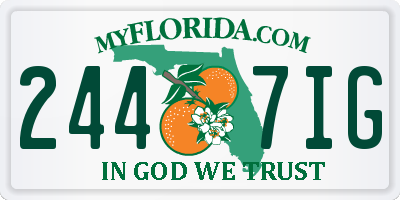 FL license plate 2447IG