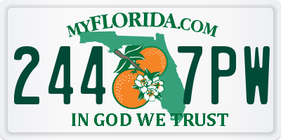 FL license plate 2447PW