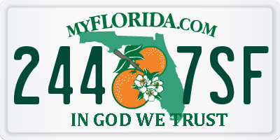 FL license plate 2447SF