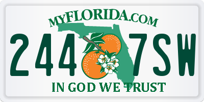 FL license plate 2447SW