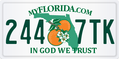 FL license plate 2447TK