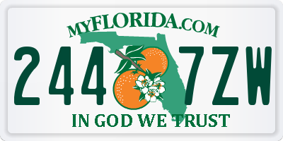 FL license plate 2447ZW