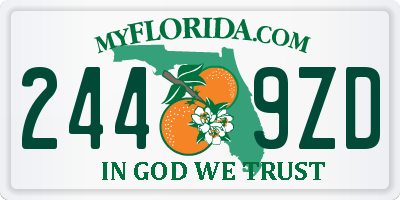 FL license plate 2449ZD