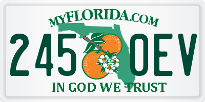 FL license plate 2450EV