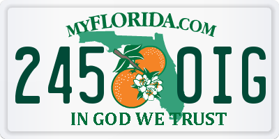 FL license plate 2450IG