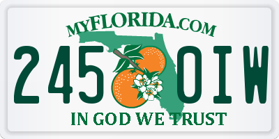 FL license plate 2450IW