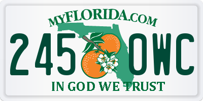 FL license plate 2450WC