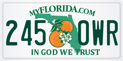 FL license plate 2450WR