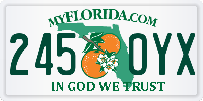 FL license plate 2450YX
