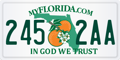 FL license plate 2452AA