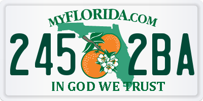 FL license plate 2452BA