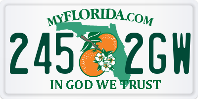FL license plate 2452GW
