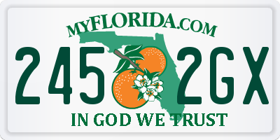 FL license plate 2452GX