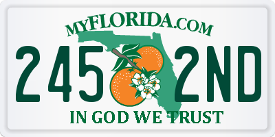 FL license plate 2452ND