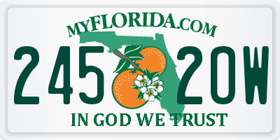 FL license plate 2452OW