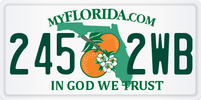 FL license plate 2452WB