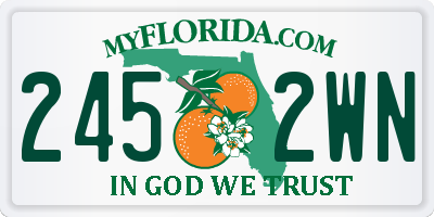 FL license plate 2452WN
