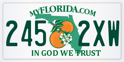 FL license plate 2452XW