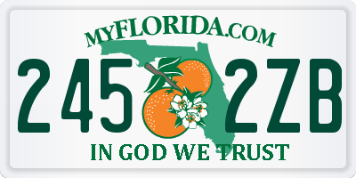 FL license plate 2452ZB