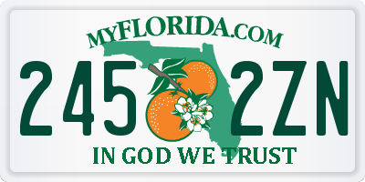 FL license plate 2452ZN