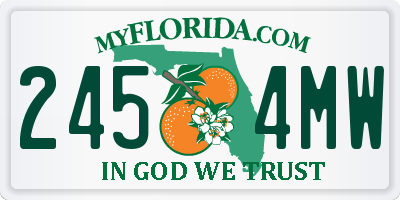 FL license plate 2454MW