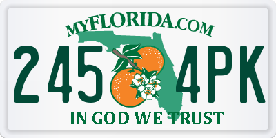 FL license plate 2454PK