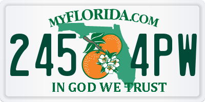 FL license plate 2454PW